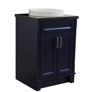 Bellaterra Home Vanity BellaTerra Home 25" Single Sink Vanity in Blue finish with Black Galaxy Granite and Round Sink 400700-25-BU-BGRD