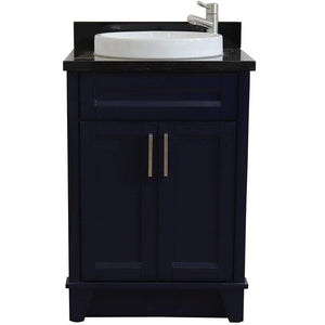 Bellaterra Home Vanity BellaTerra Home 25" Single Sink Vanity in Blue finish with Black Galaxy Granite and Round Sink 400700-25-BU-BGRD