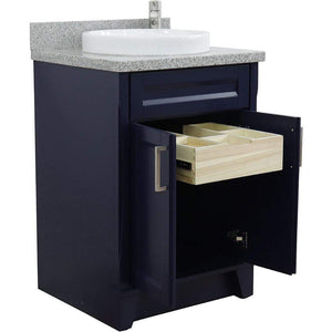 Bellaterra Home Vanity BellaTerra Home 25" Single Sink Vanity in Blue Finish with Gray Granite and Round Sink 400700-25-BU-GYRD