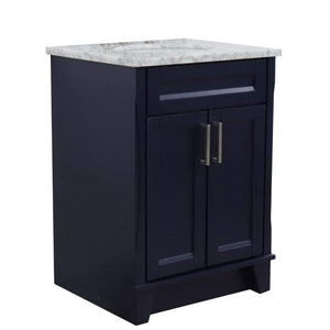 Bellaterra Home Vanity BellaTerra Home 25" Single Sink Vanity in Blue finish with White Carrara Marble and Oval Sink 400700-25-BU-WMO