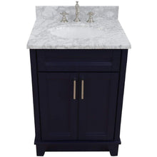 Load image into Gallery viewer, Bellaterra Home Vanity BellaTerra Home 25&quot; Single Sink Vanity in Blue finish with White Carrara Marble and Oval Sink 400700-25-BU-WMO