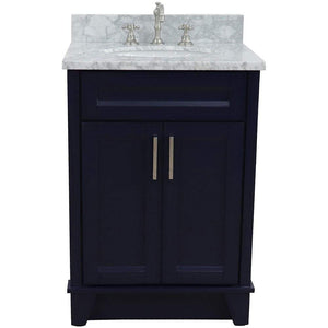 Bellaterra Home Vanity BellaTerra Home 25" Single Sink Vanity in Blue finish with White Carrara Marble and Oval Sink 400700-25-BU-WMO