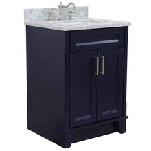 Load image into Gallery viewer, Bellaterra Home Vanity BellaTerra Home 25&quot; Single Sink Vanity in Blue Finish with White Carrara Marble and Rectangle Sink 400700-25-BU-WMR