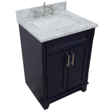 Load image into Gallery viewer, Bellaterra Home Vanity BellaTerra Home 25&quot; Single Sink Vanity in Blue Finish with White Carrara Marble and Rectangle Sink 400700-25-BU-WMR
