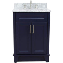 Load image into Gallery viewer, Bellaterra Home Vanity BellaTerra Home 25&quot; Single Sink Vanity in Blue Finish with White Carrara Marble and Rectangle Sink 400700-25-BU-WMR