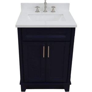 Bellaterra Home Vanity BellaTerra Home 25" Single Sink Vanity in Blue Finish with White Quartz and Rectangle Sink 400700-25-BU-WER