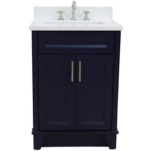 Bellaterra Home Vanity BellaTerra Home 25" Single Sink Vanity in Blue Finish with White Quartz and Rectangle Sink 400700-25-BU-WER
