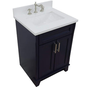 Bellaterra Home Vanity BellaTerra Home 25" Single Sink Vanity in Blue Finish with White Quartz and Rectangle Sink 400700-25-BU-WER