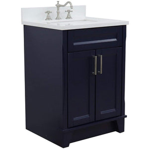 Bellaterra Home Vanity BellaTerra Home 25" Single Sink Vanity in Blue Finish with White Quartz and Rectangle Sink 400700-25-BU-WER