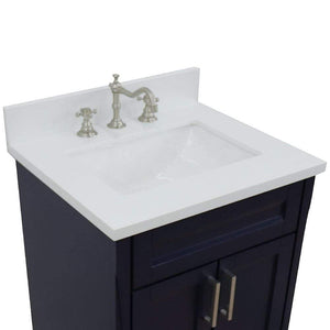 Bellaterra Home Vanity BellaTerra Home 25" Single Sink Vanity in Blue Finish with White Quartz and Rectangle Sink 400700-25-BU-WER