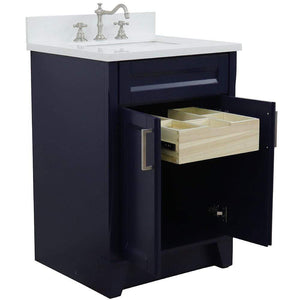Bellaterra Home Vanity BellaTerra Home 25" Single Sink Vanity in Blue Finish with White Quartz and Rectangle Sink 400700-25-BU-WER