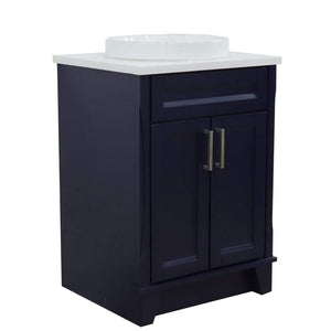 Bellaterra Home Vanity BellaTerra Home 25" Single Sink Vanity in Blue Finish with White Quartz and Round Sink 400700-25-BU-WERD