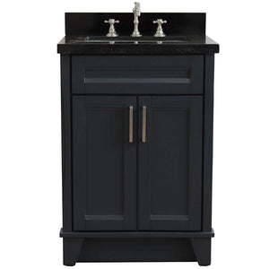 Bellaterra Home Vanity BellaTerra Home 25" Single Sink Vanity in Dark Gray Finish with Black Galaxy Granite and Rectangle Sink 400700-25-DG-BGR