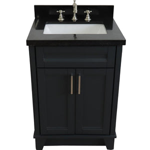 Bellaterra Home Vanity BellaTerra Home 25" Single Sink Vanity in Dark Gray Finish with Black Galaxy Granite and Rectangle Sink 400700-25-DG-BGR