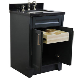 Bellaterra Home Vanity BellaTerra Home 25" Single Sink Vanity in Dark Gray Finish with Black Galaxy Granite and Rectangle Sink 400700-25-DG-BGR