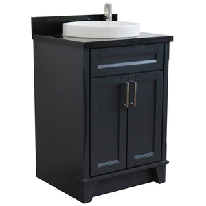 Bellaterra Home Vanity BellaTerra Home 25" Single Sink Vanity in Dark Gray Finish with Black Galaxy Granite and Round Sink 400700-25-DG-BGRD