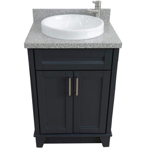Bellaterra Home Vanity BellaTerra Home 25" Single Sink Vanity in Dark Gray Finish with Gray Granite and Round Sink 400700-25-DG-GYRD