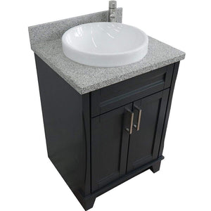 Bellaterra Home Vanity BellaTerra Home 25" Single Sink Vanity in Dark Gray Finish with Gray Granite and Round Sink 400700-25-DG-GYRD