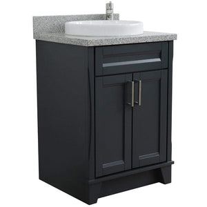 Bellaterra Home Vanity BellaTerra Home 25" Single Sink Vanity in Dark Gray Finish with Gray Granite and Round Sink 400700-25-DG-GYRD