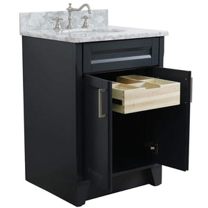 Bellaterra Home Vanity BellaTerra Home 25" Single Sink Vanity in Dark Gray Finish with White Carrara Marble and Oval Sink 400700-25-DG-WMO