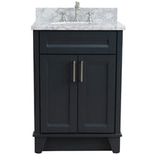 Load image into Gallery viewer, Bellaterra Home Vanity BellaTerra Home 25&quot; Single Sink Vanity in Dark Gray Finish with White Carrara Marble and Oval Sink 400700-25-DG-WMO