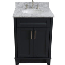 Load image into Gallery viewer, Bellaterra Home Vanity BellaTerra Home 25&quot; Single Sink Vanity in Dark Gray Finish with White Carrara Marble and Oval Sink 400700-25-DG-WMO