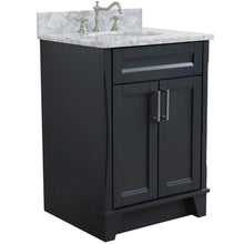 Load image into Gallery viewer, Bellaterra Home Vanity BellaTerra Home 25&quot; Single Sink Vanity in Dark Gray Finish with White Carrara Marble and Oval Sink 400700-25-DG-WMO
