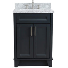 Load image into Gallery viewer, Bellaterra Home Vanity BellaTerra Home 25&quot; Single Sink Vanity in Dark Gray Finish with White Carrara Marble and Rectangle Sink 400700-25-DG-WMR