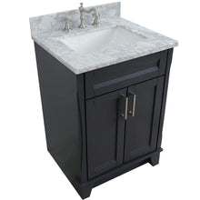 Load image into Gallery viewer, Bellaterra Home Vanity BellaTerra Home 25&quot; Single Sink Vanity in Dark Gray Finish with White Carrara Marble and Rectangle Sink 400700-25-DG-WMR