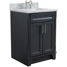Load image into Gallery viewer, Bellaterra Home Vanity BellaTerra Home 25&quot; Single Sink Vanity in Dark Gray Finish with White Carrara Marble and Rectangle Sink 400700-25-DG-WMR