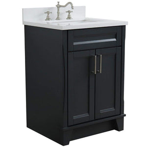 Bellaterra Home Vanity BellaTerra Home 25" Single Sink Vanity in Dark Gray Finish with White Quartz and Rectangle Sink 400700-25-DG-WER