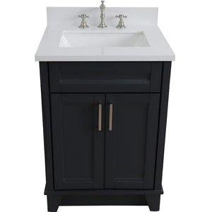 Bellaterra Home Vanity BellaTerra Home 25" Single Sink Vanity in Dark Gray Finish with White Quartz and Rectangle Sink 400700-25-DG-WER