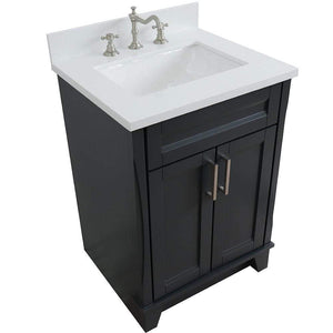 Bellaterra Home Vanity BellaTerra Home 25" Single Sink Vanity in Dark Gray Finish with White Quartz and Rectangle Sink 400700-25-DG-WER