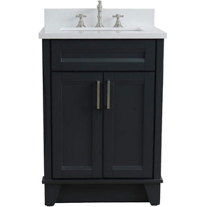 Bellaterra Home Vanity BellaTerra Home 25" Single Sink Vanity in Dark Gray Finish with White Quartz and Rectangle Sink 400700-25-DG-WER
