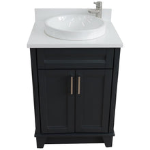 Load image into Gallery viewer, Bellaterra Home Vanity BellaTerra Home 25&quot; Single Sink Vanity in Dark Gray Finish with White Quartz and Round Sink 400700-25-DG-WERD