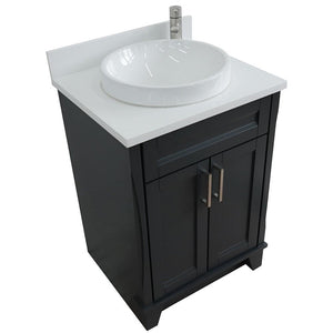 Bellaterra Home Vanity BellaTerra Home 25" Single Sink Vanity in Dark Gray Finish with White Quartz and Round Sink 400700-25-DG-WERD