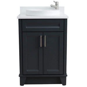 Bellaterra Home Vanity BellaTerra Home 25" Single Sink Vanity in Dark Gray Finish with White Quartz and Round Sink 400700-25-DG-WERD