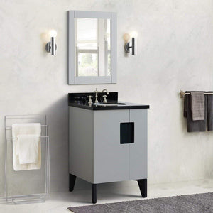 Bellaterra Home Vanity BellaTerra Home 25" Single sink vanity in Light Gray finish with Black galaxy granite and oval sink 408800-25-LG-BGO
