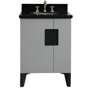 Bellaterra Home Vanity BellaTerra Home 25" Single sink vanity in Light Gray finish with Black galaxy granite and oval sink 408800-25-LG-BGO