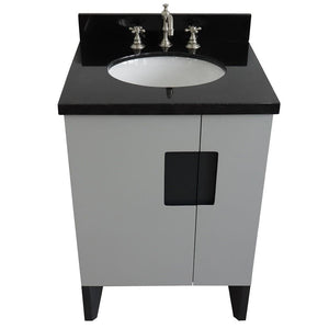 Bellaterra Home Vanity BellaTerra Home 25" Single sink vanity in Light Gray finish with Black galaxy granite and oval sink 408800-25-LG-BGO