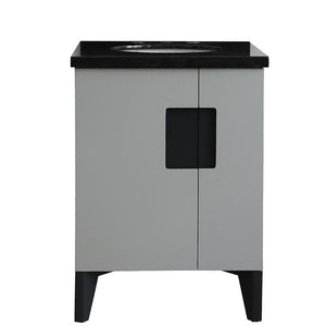 Bellaterra Home Vanity BellaTerra Home 25" Single sink vanity in Light Gray finish with Black galaxy granite and oval sink 408800-25-LG-BGO