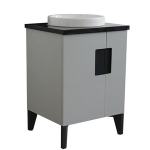 Bellaterra Home Vanity BellaTerra Home 25" Single sink vanity in Light Gray finish with Black galaxy granite and round sink 408800-25-LG-BGRD