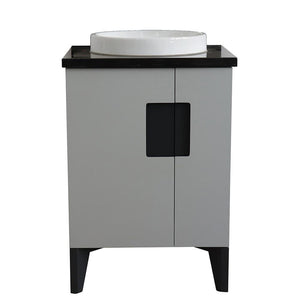 Bellaterra Home Vanity BellaTerra Home 25" Single sink vanity in Light Gray finish with Black galaxy granite and round sink 408800-25-LG-BGRD