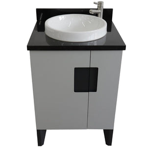 Bellaterra Home Vanity BellaTerra Home 25" Single sink vanity in Light Gray finish with Black galaxy granite and round sink 408800-25-LG-BGRD