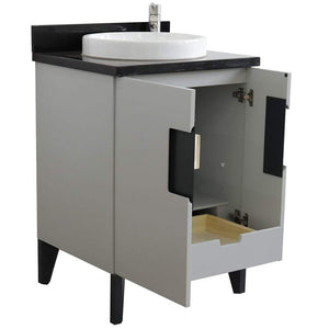 Bellaterra Home Vanity BellaTerra Home 25" Single sink vanity in Light Gray finish with Black galaxy granite and round sink 408800-25-LG-BGRD