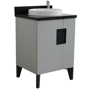 Bellaterra Home Vanity BellaTerra Home 25" Single sink vanity in Light Gray finish with Black galaxy granite and round sink 408800-25-LG-BGRD