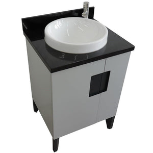 Bellaterra Home Vanity BellaTerra Home 25" Single sink vanity in Light Gray finish with Black galaxy granite and round sink 408800-25-LG-BGRD