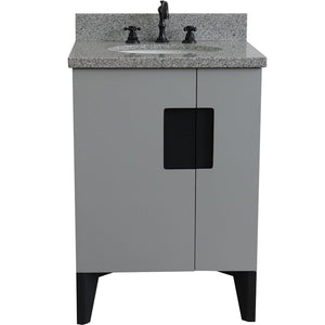 Bellaterra Home Vanity BellaTerra Home 25" Single sink vanity in Light Gray finish with Gray granite and oval sink 408800-25-LG-GYO