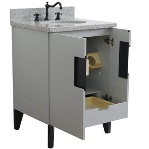 Bellaterra Home Vanity BellaTerra Home 25" Single sink vanity in Light Gray finish with Gray granite and oval sink 408800-25-LG-GYO