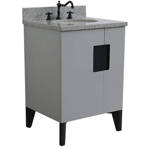 Bellaterra Home Vanity BellaTerra Home 25" Single sink vanity in Light Gray finish with Gray granite and oval sink 408800-25-LG-GYO